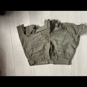 american eagle green jeans shorts
